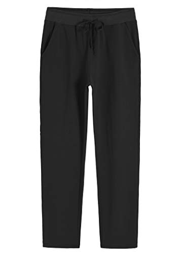 X-Large Petite Women's Cotton Sweatpants with Pockets - Black