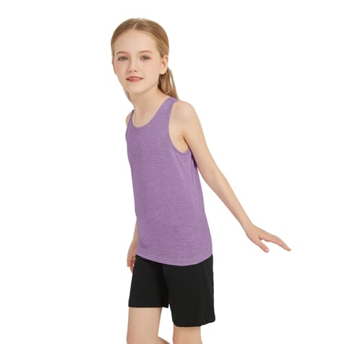 Kids Athletic Sleeveless Tank Tops 6-Pack for Girls Age 4-16Y - Lavender & Bright Colors
