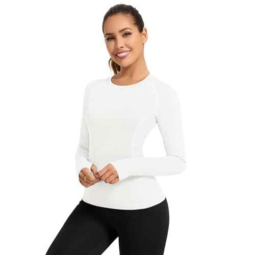 Loovoo Workout Tops for Women 1/2 Pack Long Sleeve Athletic Shirts with Thumb Holes Breathable Quick Dry Yoga T-Shirts