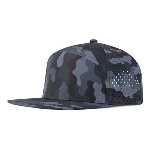 Men Flat Brim Adjustable Performance Hat Snapback Laser Perforated Baseball Cap