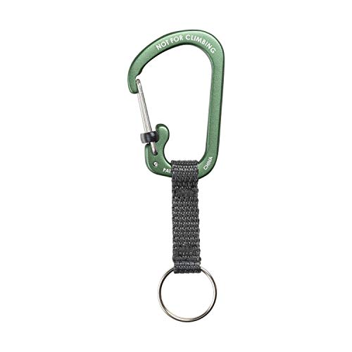 Locking Carabiner Keychain with Webbing Strap - Olive