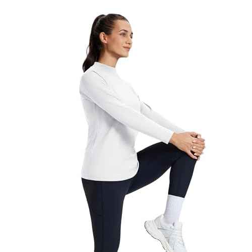 TACVASEN Women's Thermal Shirts Mock Turtle Neck Long Sleeve Undershirt Fleece Warm Athletic Tops Winter Base Layer