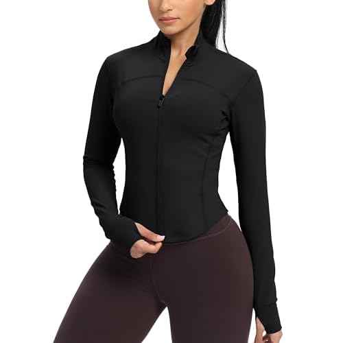 GYM RAINBOW Womens Zip Up Workout Jakcets Lightweight Slim Fit Running Athletic Jackets with Thumb Holes