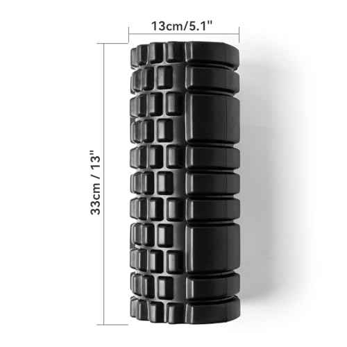 Foam Roller for Deep Tissue Massager, 13" High Density Exercise Patented Roller for Muscle Massage and Myofascial Trigger Point Release Back Roller for Fitness, Yoga and Pilates (Black)