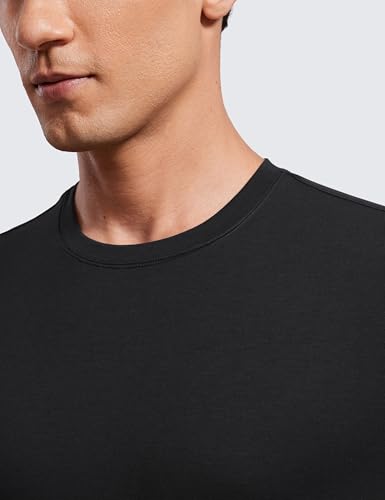 Large Black Non-Clingy Crewneck T-Shirt for Yoga & Casual Wear
