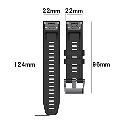 REYDA Silicone Watch Band for Garmin Fenix 9/8/7/6 Series - Rock Blue, 22mm Quick Fit Sport Strap
