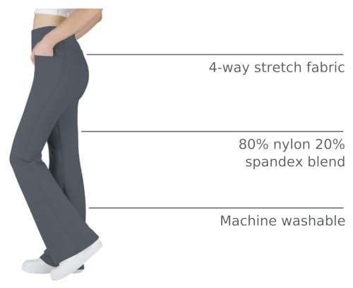 Big Elephant Girls Flare Leggings with Pockets, High-Waisted Dark Gray Small