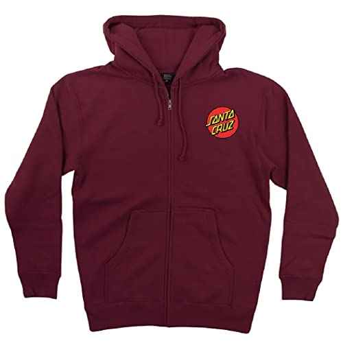 SANTA CRUZ Classic Dot Zip Hooded Heavyweight Sweatshirt Maroon Med Mens