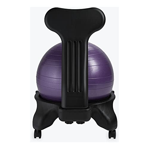Gaiam Classic Balance Ball Chair ? Ergonomic Stability Chair for Desk & Office | Yoga Ball Seat with Base, Air Pump, & Exercise Guide | Improves Posture & Core Strength (300 lb Capacity)