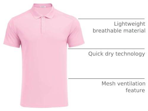 Men's Short Sleeve Golf Polo Shirt - Quick Dry Slim Fit