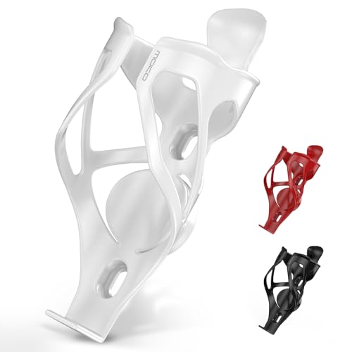 White Bike Water Bottle Holder with Tracker Slot - Fits 500ml PET Bottles, Quick Install