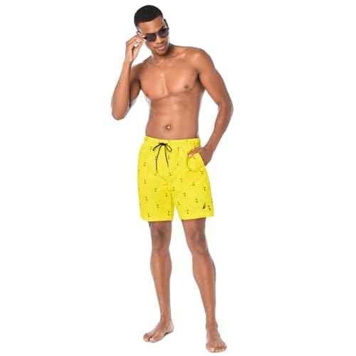 Nautica Men's Standard Quick Dry All Over Classic Anchor Print Swim Trunk