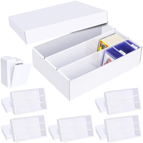 6-Pack Trading Card Storage Box - 3-Row Bulk Card Organizer for MTG Sports Cards