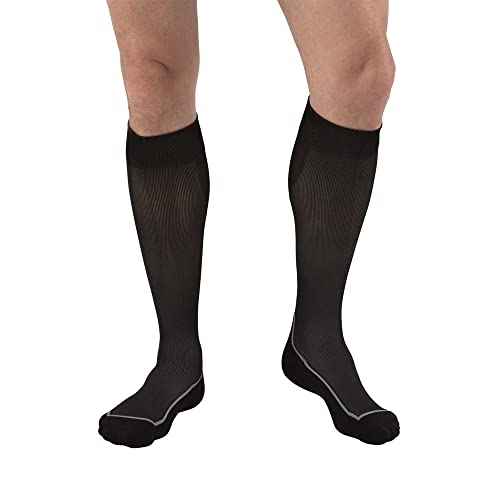 JOBST Sport Knee High 20-30 mmHg Compression Socks, Black/Cool Black, Large