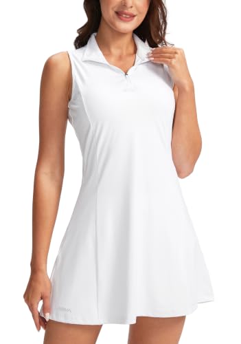 Viodia Women's Tennis Golf Dress with Shorts - Medium White