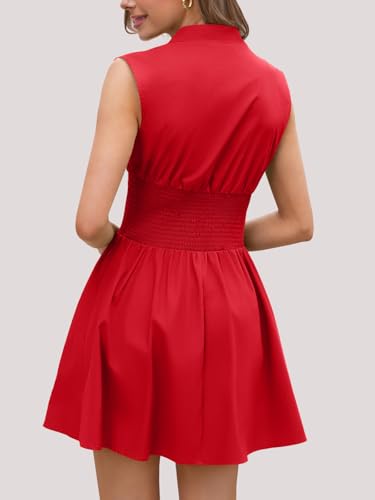 Women's Sleeveless Zip Dress with Pockets - Casual Summer Mini Dress