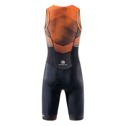 MY KILOMETRE Triathlon Suits Mens One-Piece Sleeveless Padded Quick-Dry Swim Bike Run with Pockets