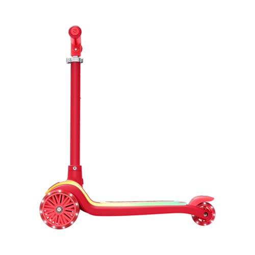 Jetson Halos Three-Wheel Light Up Kick Scooter, Light up Stem & Wheels, Height Adjustable Handlebar, Rear Brake, Ages 3+, JHALOS-RED