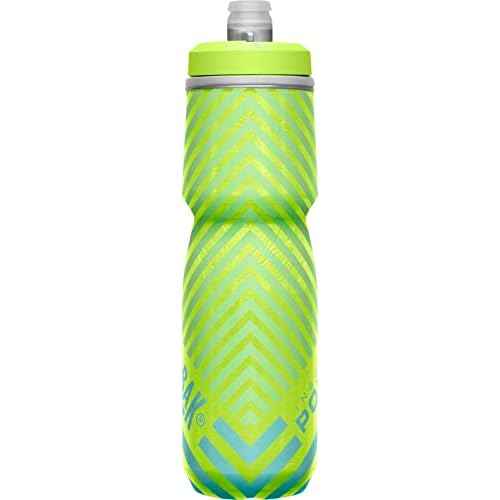 CamelBak Podium Chill Bike Insulated Squeeze Water Bottle Lime/Blue Stripe, 24oz