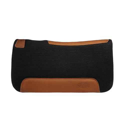 Weaver Equine 25" x 26 Pony Contoured Pure Wool Felt Horse Saddle Pad, Shock Absorbing Western Saddle Pad for Comfort Protection, ?Black/Natural