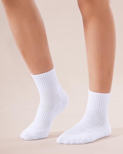 Kids Athletic Cushioned Ankle Socks - 7-10 Years, White - Pack of 6 Pairs