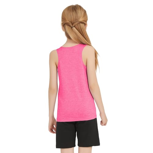 Girls Active Quick Dry Tank Top Pack for Kids - 7-8 Years, Light Blue, Red, Pink & Purple