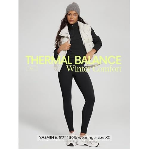ODODOS Women's Thick Fleece Lined Leggings Thermal Warm Winter Tights - 25" / 28" High Waisted Yoga Pants with Back Pockets