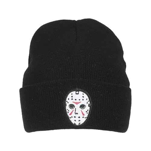 Friday The 13Th Jason Mask Embroidery On Acrylic Knit Standard Cuff Beanie