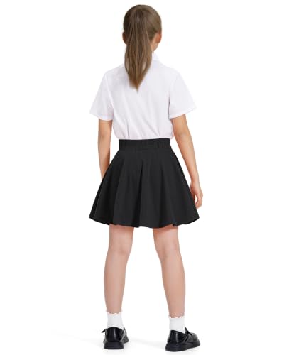 Girls Skirts Kids Casual Skorts Athletic Uniform Skirt with Pockets - 7-8 Years, Black