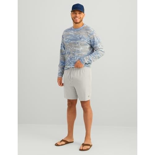 HUK Mens Leeward Short, 7" Inseam, Quick Dry Moisture Transport Breathable Shorts with Sun Protection