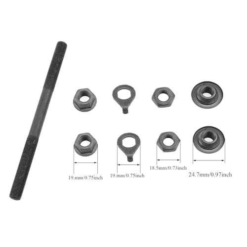 Bike Axle 140mm Bicycle Multiple Speed Front Hub Axle 3/8 Inch Black 26TPI Hub Conical Lock Nut Washer Kit -1pcs