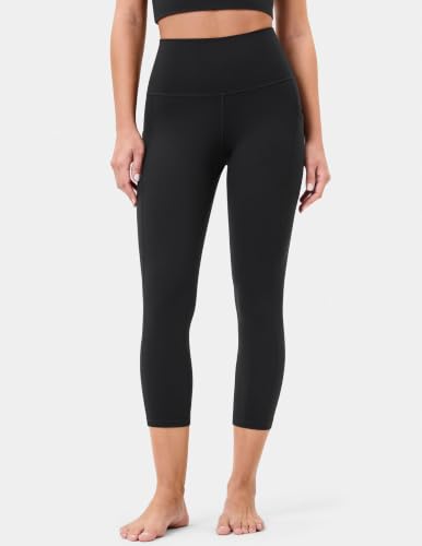 Colorfulkoala Essential Capri Leggings with Pockets - Black, Medium, 21" Inseam
