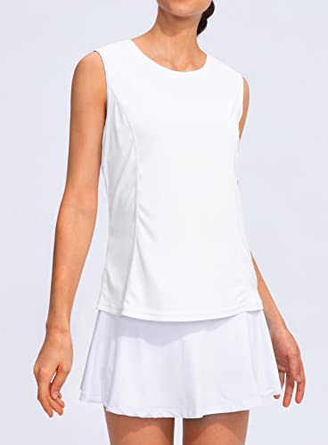 Women’s Lightweight Workout Tank Top - Medium White, Loose Fit Athletic Shirt for Running Tennis Yoga