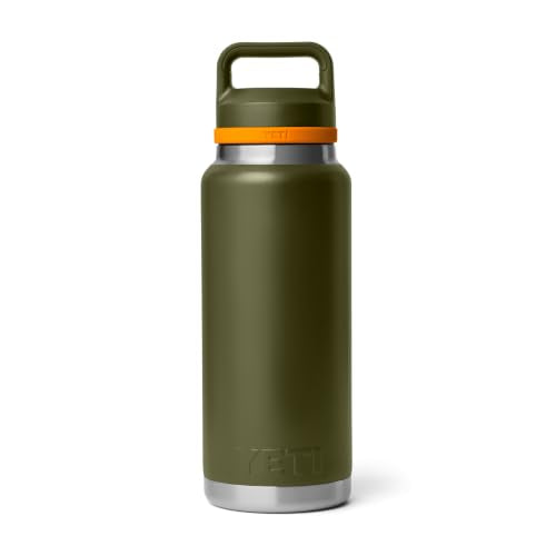 YETI Rambler 36 oz Water Bottle - Olive/King Crab Orange, Vacuum Insulated, Leakproof Stainless Steel with Chug Cap