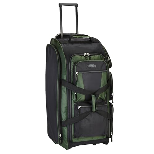 Travelers Club Xpedition 30-Inch Multi-Pocket Upright Rolling Duffel Bag - Forest Green