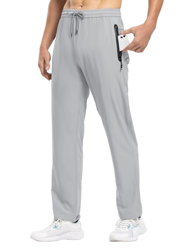 Men's Lightweight Quick Dry Hiking & Workout Sweat Pants - Large, Light Grey