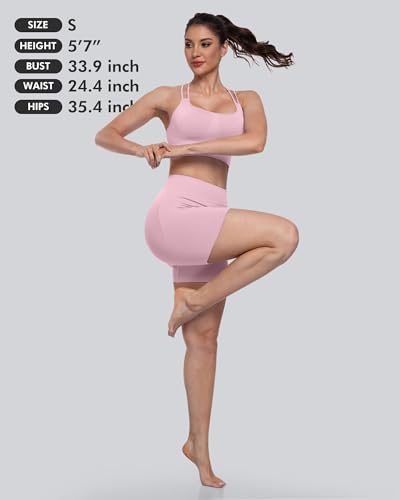 Sports Bras for Women 4 Pack - Medium Support Padded Seamless Racerback, Black, Pink & Grey