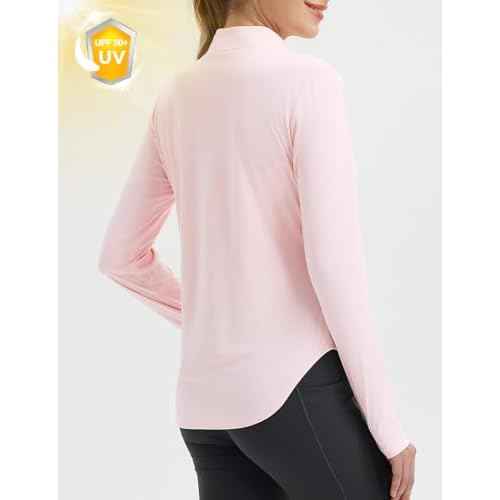 baleaf Women's Sun Shirts UPF50+ Half 1/4 Zip Shirt Rash Guard Long Sleeves SPF Lightweight Clothing UV Protection Hiking Top