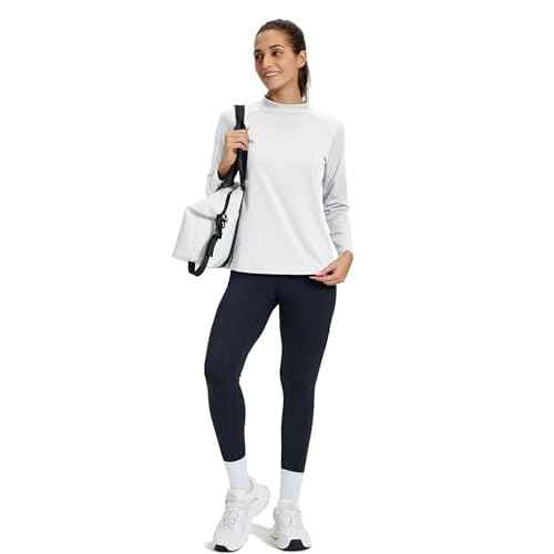 TACVASEN Women's Thermal Shirts Mock Turtle Neck Long Sleeve Undershirt Fleece Warm Athletic Tops Winter Base Layer