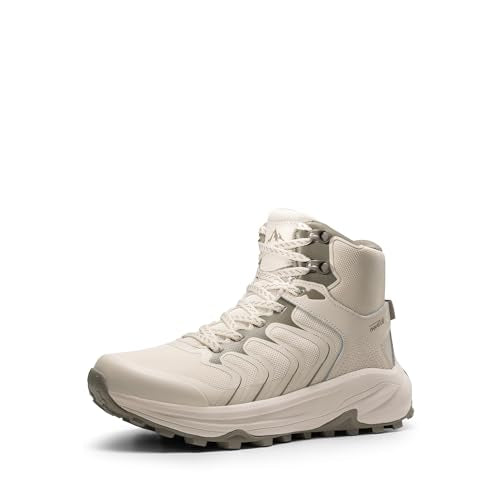 Women's Waterproof Hiking Boots with Arch Support - Khaki, Size 7.5