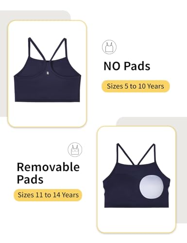Girls Sports Bra Crop Top 7-8 Years Navy Blue Spaghetti Strap Racerback