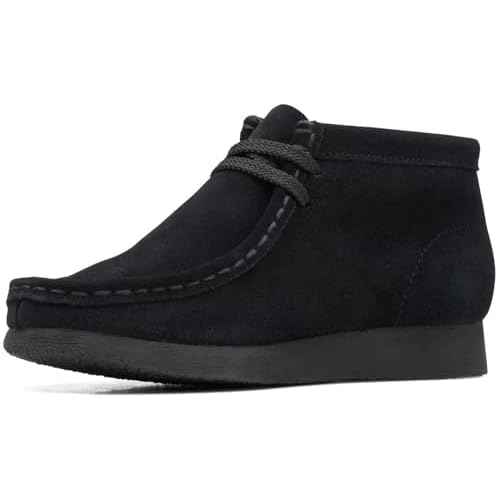 Clarks - Kids Wallabee O Boot, Color Black Suede, Size: 7 W US Big Kid