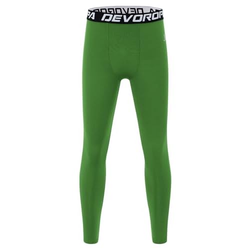DEVOROPA Boys Leggings Quick Dry Youth Compression Pants Sports Tights Basketball Base Layer