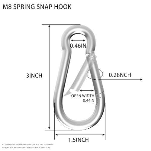 Carabiners Clip Spring Snap Hook,Heavy Duty Galvanized Steel Carabiner,Safety Quick Links Snap Hooks,Spring Clips for Swing Hammock Camping Keychain Outdoor