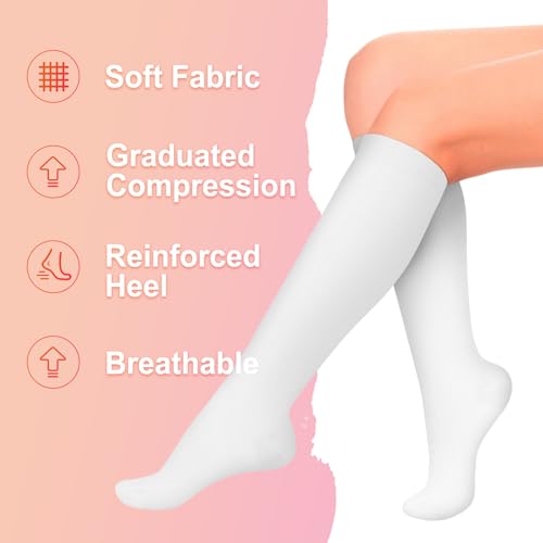 Compression Socks for Men & Women - Small-Medium White Support for Running Travel