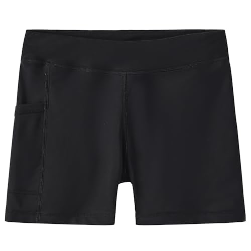 Girls Fully Lined Swim Board Shorts with Pockets UPF50+ Quick-Dry Black 14
