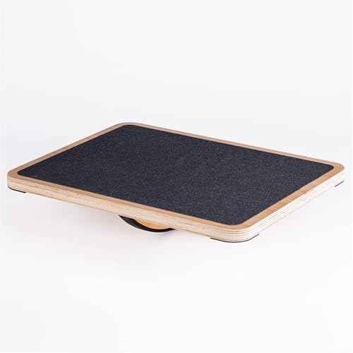 StrongTek Professional Wooden Balance Board, Rocker Board, Wood Standing Desk Accessory, Balancing Board for Under Desk, Anti Slip Roller, Core Strength, Stability, Office Wobble Boards