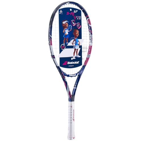 Junior Tennis Racquet 25 Inch Blue Pink for Kids - Lightweight Aluminum Frame