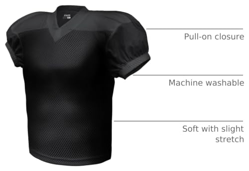 Large Black Stretch Football Practice Jersey Mesh Athletic Football Shirt - Sports Uniform