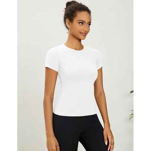 LOMON Womens Workout Tops Short Sleeve Raglan Athletic Shirts Yoga Gym Crewneck Quick Dry Tshirts